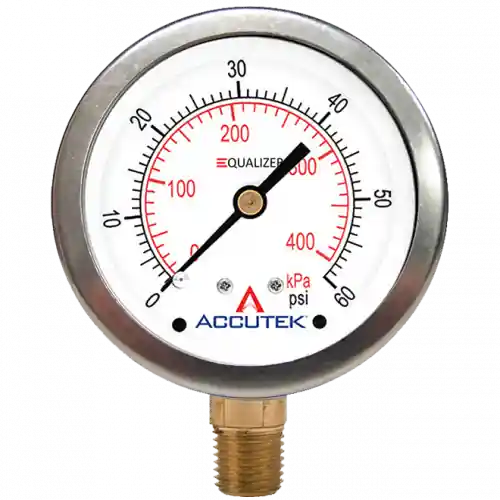 0-2000PSI Equalizer Gauge; 2.5in Face; 1/4MPT Stem