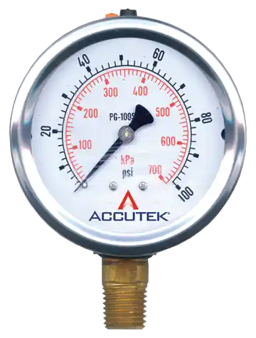 0-1000PSI Liquid Gauge; 2.5in Face; 1/4MPT Stem