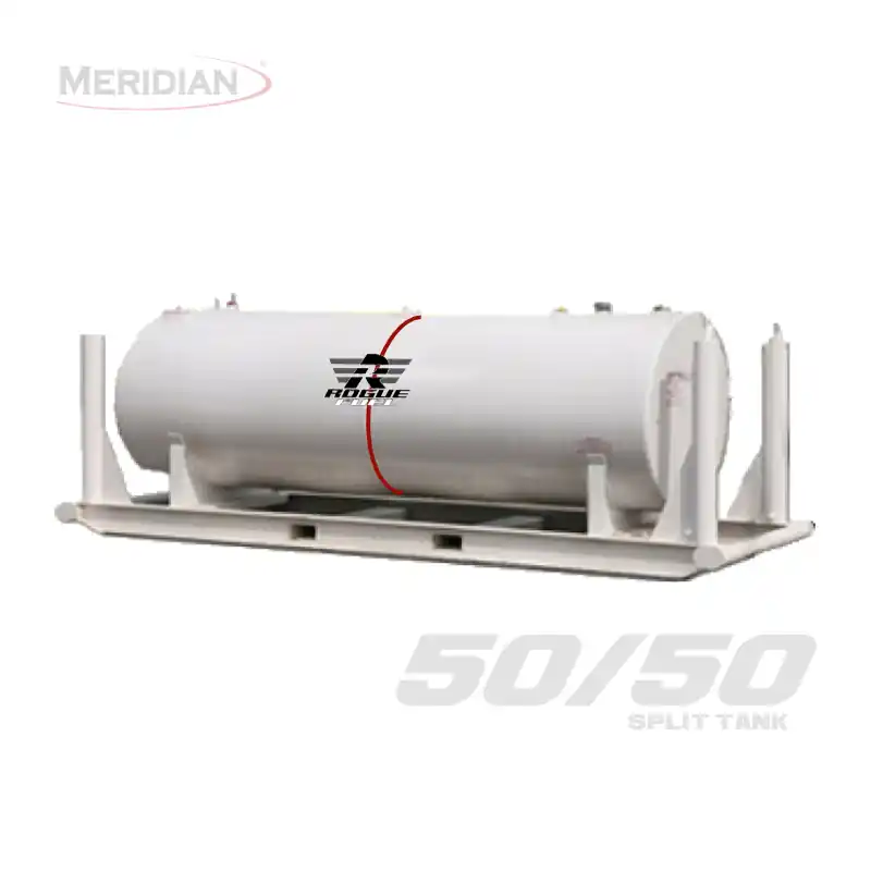 Meridian 4,595 Litre/ 1000 Gallon Double Wall 50/50 Split Fuel Tank & Skid, Fully Welded Saddle RF98109TSFPB