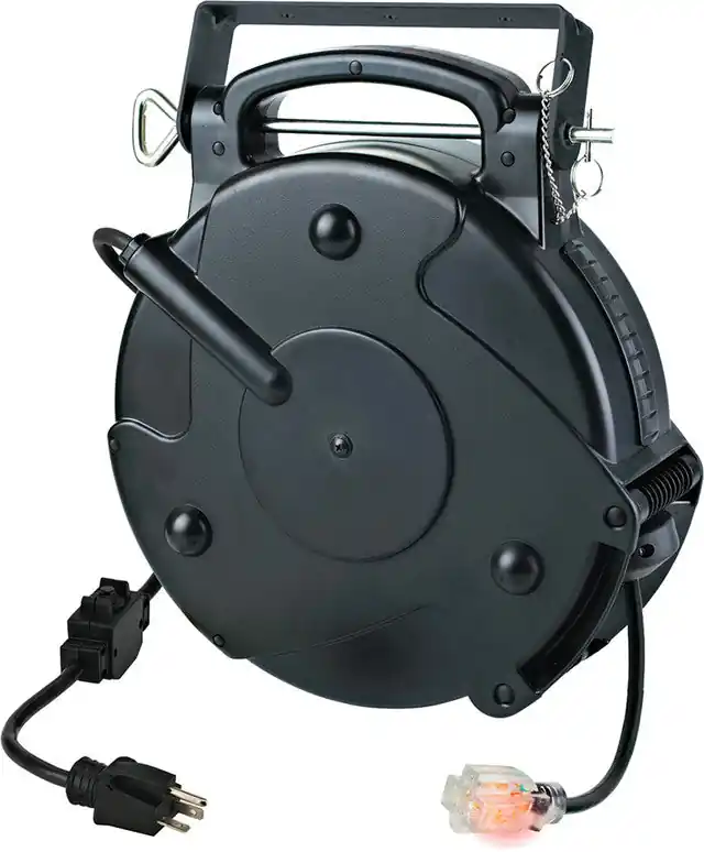 45-Ft 20A Single Tap Industrial Retractable Extension Cord Reel, 12/3 Sjtow Cord - ALT-8645TFI