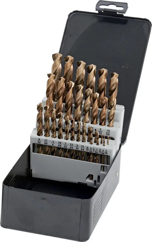 29-Pc Fractional Drill Bit Set, 1/16" To 1/2" By 64", Metal Case - AMT-33-0001