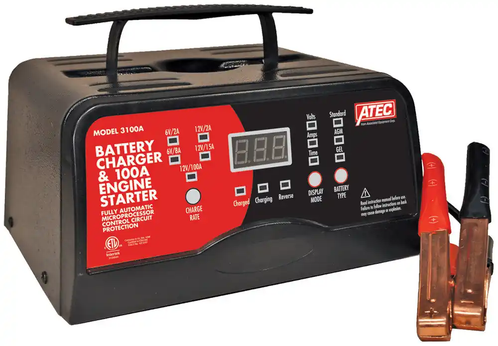 Atec Battery Charger, 6/12V 15/2A Automatic, 100A Start - ASS-3100A