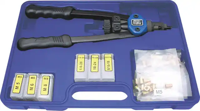 ASTRO PNEUMATIC - 13" Nut/Thread Setting Hand Riveter Kit With Rivet Nut Assortment - AST-1442