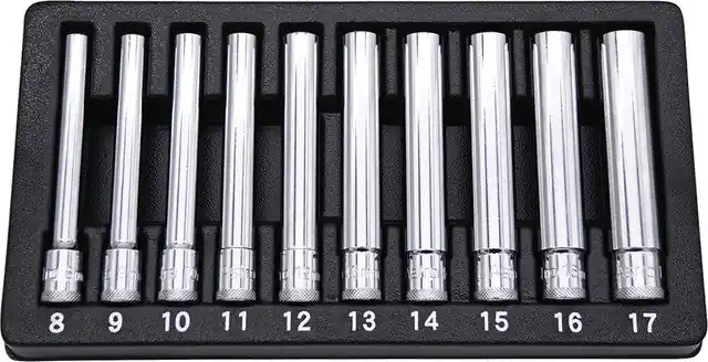 ASTRO PNEUMATIC - 8-Pc 3/8" Drive 6 Pt. Extra Deep 4.75" Long Metric Socket Set, 8Mm-17Mm - AST-4110