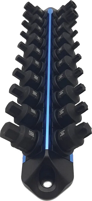ASTRO PNEUMATIC - 20-Pc 3/8" Dr. Nano Impact Bit Socket Set On Magnetic Rail W/ 17Mm Outside Hex - Incl. Torx T25-T55, Hex 6-12Mm, Triple Square M6-M16 - AST-78320