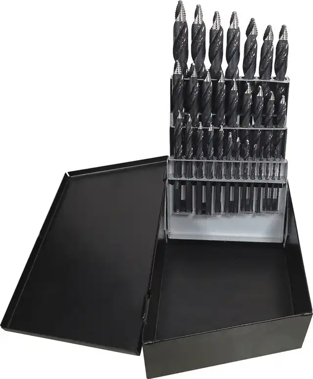 ASTRO PNEUMATIC - Onyx 29-Pc Turbostep Hss Reduced Shank Mechanics Length Drill Bit Set, 1/16" - 1/2" - AST-TS29