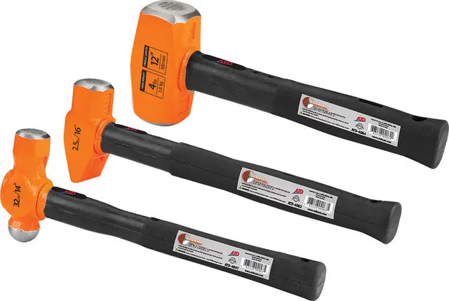 ATD - 3-Pc B.A.M. Hammer Set W/ Indestr.Handles, Sledge 4 Lb, Cross Pein 2.5 Lb, Ball Pein 32 Oz. - ATD-14033