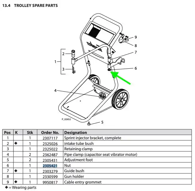 Wagner Sprint Injector Bracket, Nut ( Part 2305421 )
