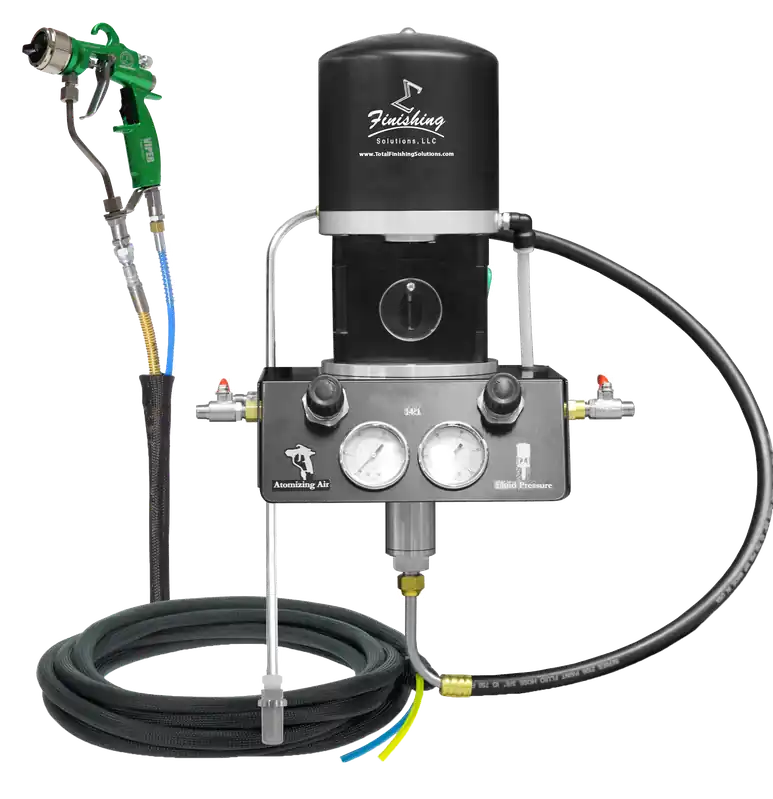 TFS Label Air-Assist-Airless (AAA) 14 1 Peak™ Pump - Wall Model Set-Up (V Packing) with VIPER® AAA Spray Gun