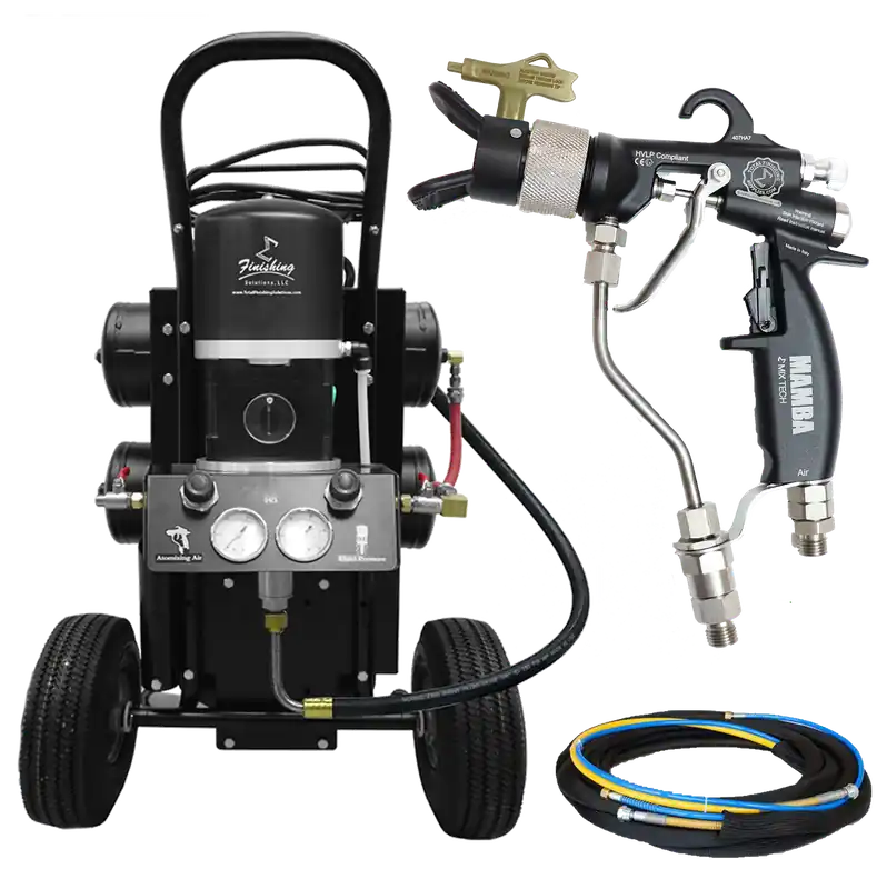 TFS Label Air-Assist-Airless (AAA) 14 1 Peak™ Pump - Cart with Compressor (V Packing) with MAMBA® AAA Spray Gun