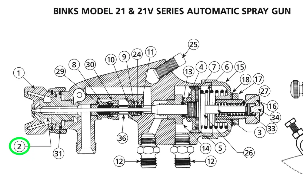 Binks Fluid Nozzle Model 21, 21V & 21M