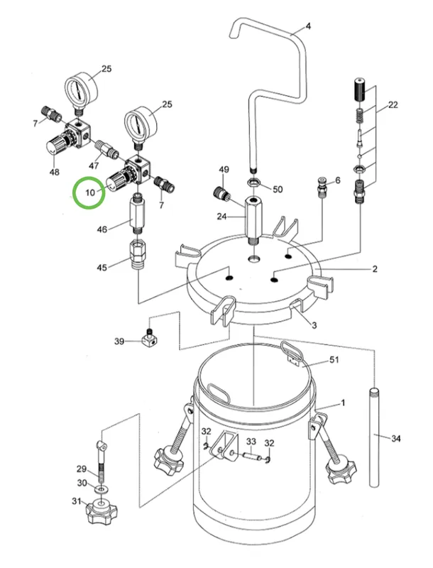 Anest Iwata PET10 - Pressure Regulator For Tank