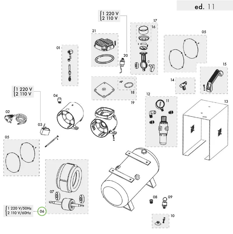 Sagola CP 1000 - Stator, Rotor & Bearings Kit; 110V/60Hz