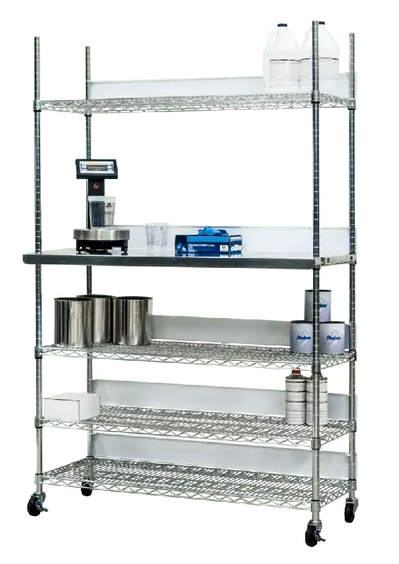 Dedoes Work Shelf Add On Assembly And Five Shelf Back Stops For The Seville Storage Rack