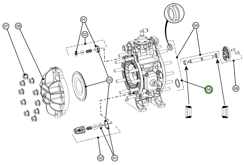 Binks DXK-5 End Cap Seal Kit