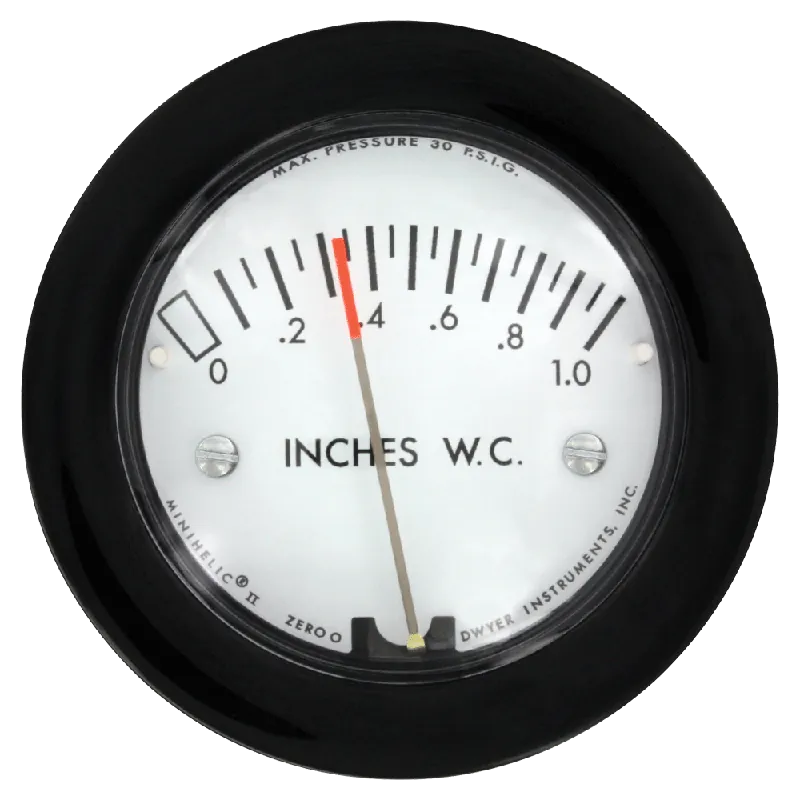 Differential Pressure Gauge, Range 0-3.0" W.C.