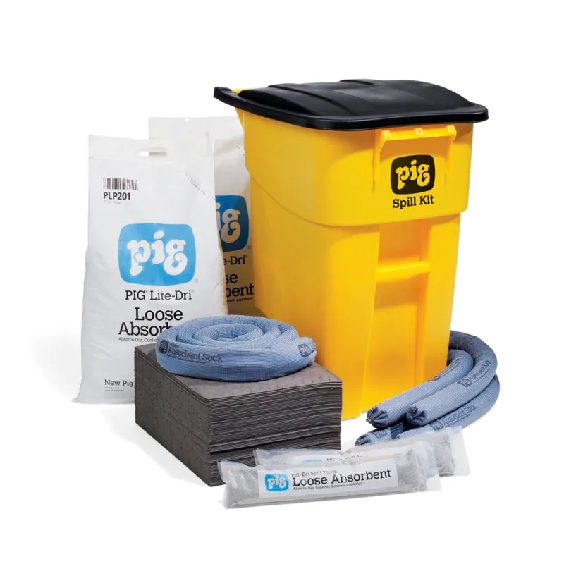 Universal Spill Kit, High-Visibility Mobile Container, 37 gal. Absorbs Oils, Coolants, Solvents, Water