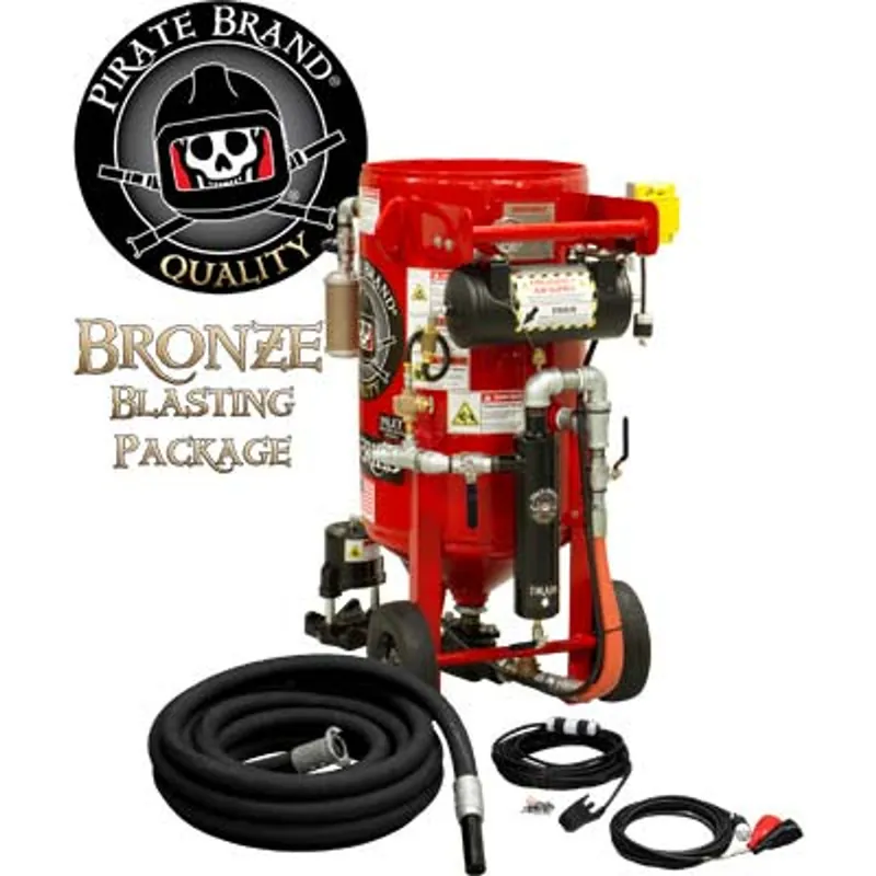 Pirate Brand, K-Series, 3.5 cu ft., BRONZE Blasting Package - Blast Pot, Portable, Pressure HOLD System, 12VDC Electric Controls w/ 100 Metering Valve