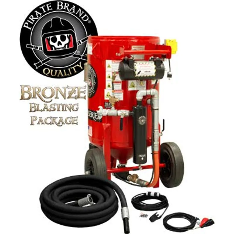 Pirate Brand, K-Series, 6.5 cu ft., BRONZE Blasting Package - Blast Pot, Portable, Pressure HOLD System, 12VDC Electric Controls w/ 100 Metering Valve
