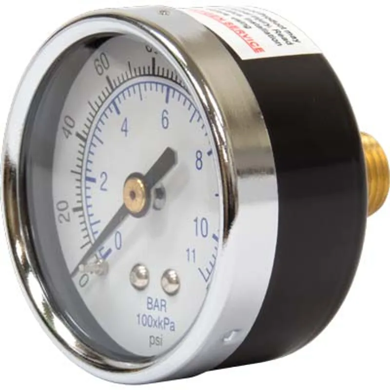 Pirate Brand - CLEMCO/ZERO, Gauge, Pressure, 0-160 PSI, Back MNT, 1/4" (Pressure Cabinet Pipe String 1")