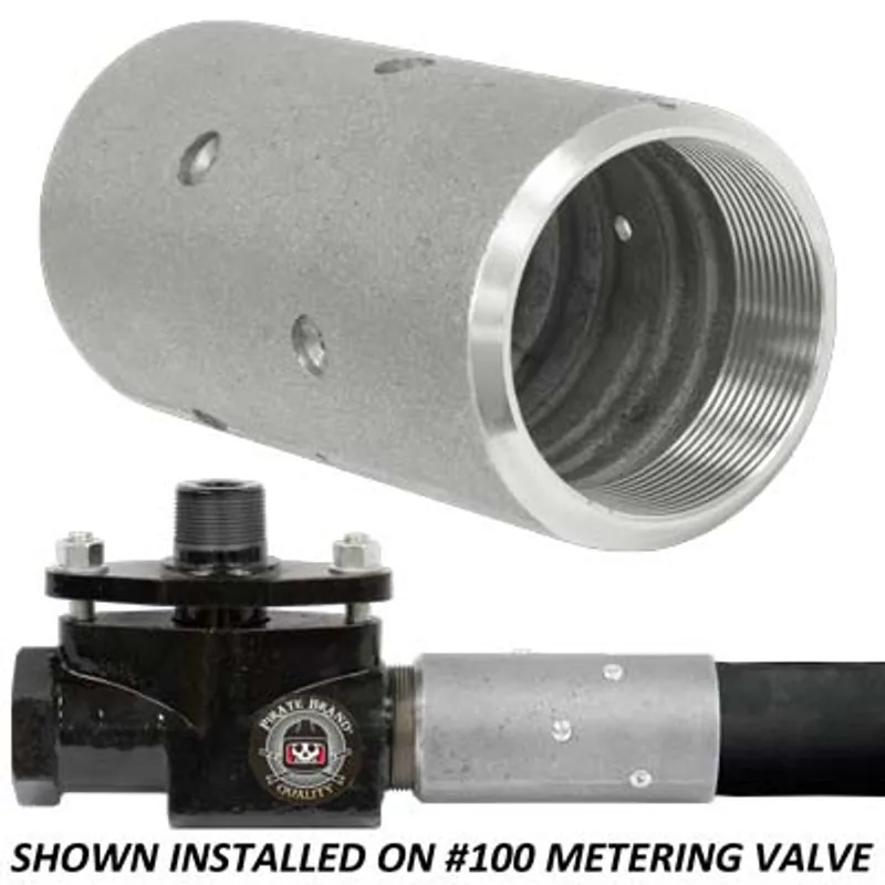 Pirate Brand - KEY HOUSTON Style, Blast Hose Coupling, 100 Metering, 2" NPS, Aluminum, 150 PSI Max, Fits 1-1/2" Blast Hose w/ 2-3/8" OD