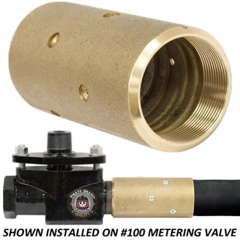 Pirate Brand - KEY HOUSTON Style, Blast Hose Coupling, 100 Metering, 2" NPS, Brass, 175 PSI Max, Fits 1-1/2" Blast Hose w/ 2-3/8" OD