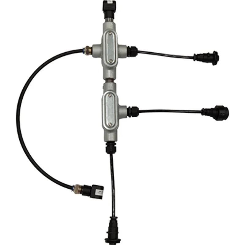 Pirate Brand - Schmidt Mfg Style, Junction Cross/Tee Assembly, Small & Bulk Blasters, 12VDC, SSACO w/ Sealed Waterproof Connectors, (1) Outlet