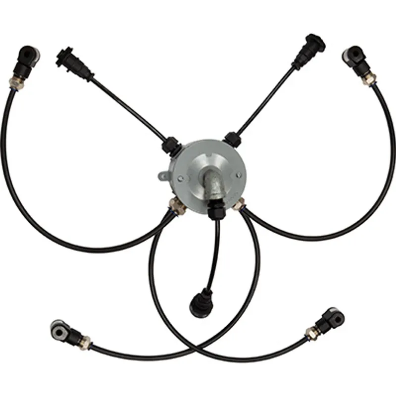 Pirate Brand - Schmidt Mfg Style, Junction Box Abrasive Cutoff Assembly, Small & Bulk Blasters, 12VDC ACO On Cord w/ Sealed Waterproof Connectors, (2) Outlet