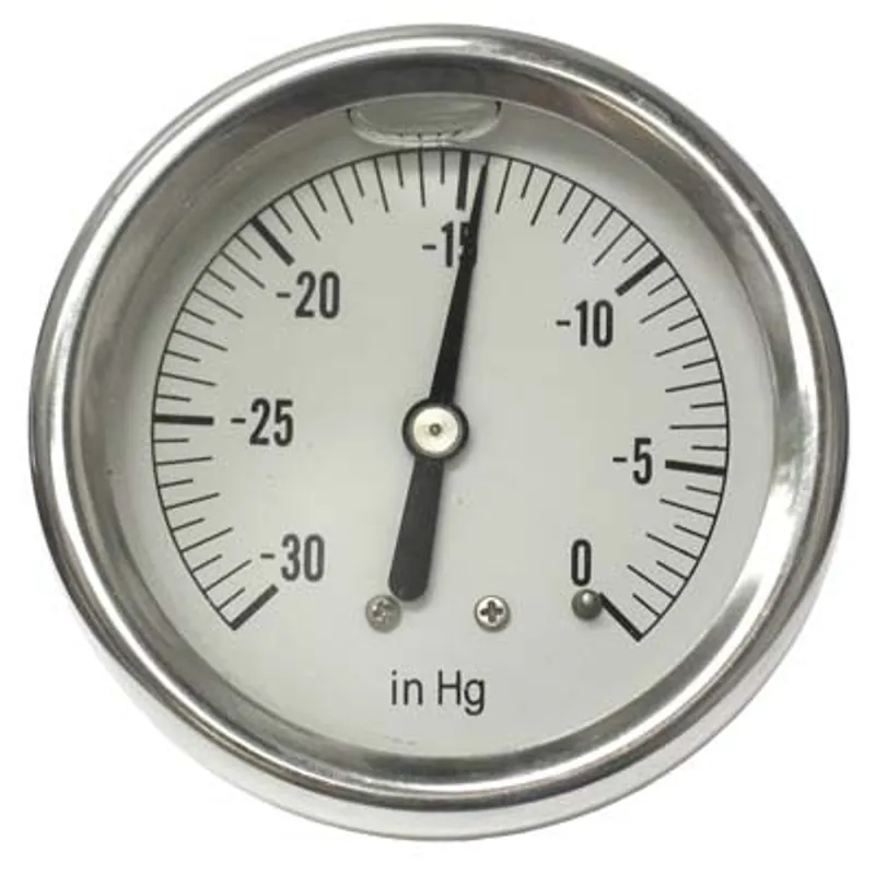 Pirate Brand - Schmidt Mfg Style, Vacuum Gauge, 30Hg VAC-0-15 PSI