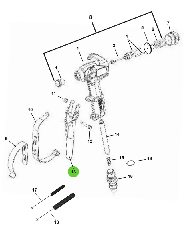TriTech 500-230 Trigger Assembly, 2-Finger, T420/T750