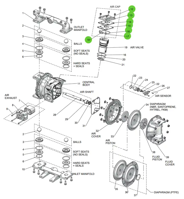 Samoa UP10R-HP-8A0 Central Body Air Cap Kit