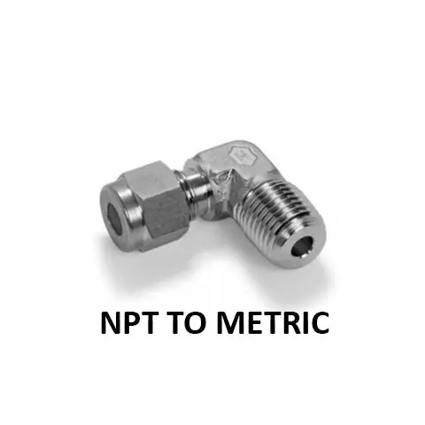 Hosco 316 Stainless Steel Compression & Instrumentation Fittings, Male 90 Degree Elbows, NPT To Metric Compression (Various Size Options)