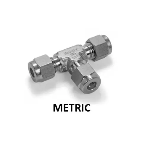Hosco 316 Stainless Steel Compression & Instrumentation Fittings, Union Tee, Metric (Various Size Options)