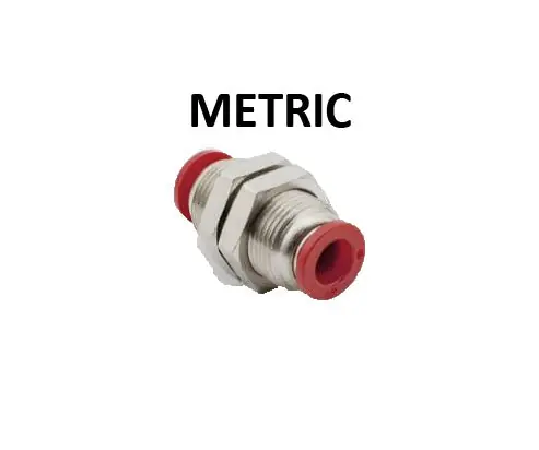 Hosco Push to Connect Fittings, Metric, Bulkhead Union (Various Size Options)