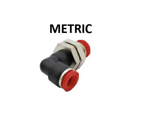 Hosco Push to Connect Fittings, Metric, Bulkhead Union Elbow (Various Size Options)