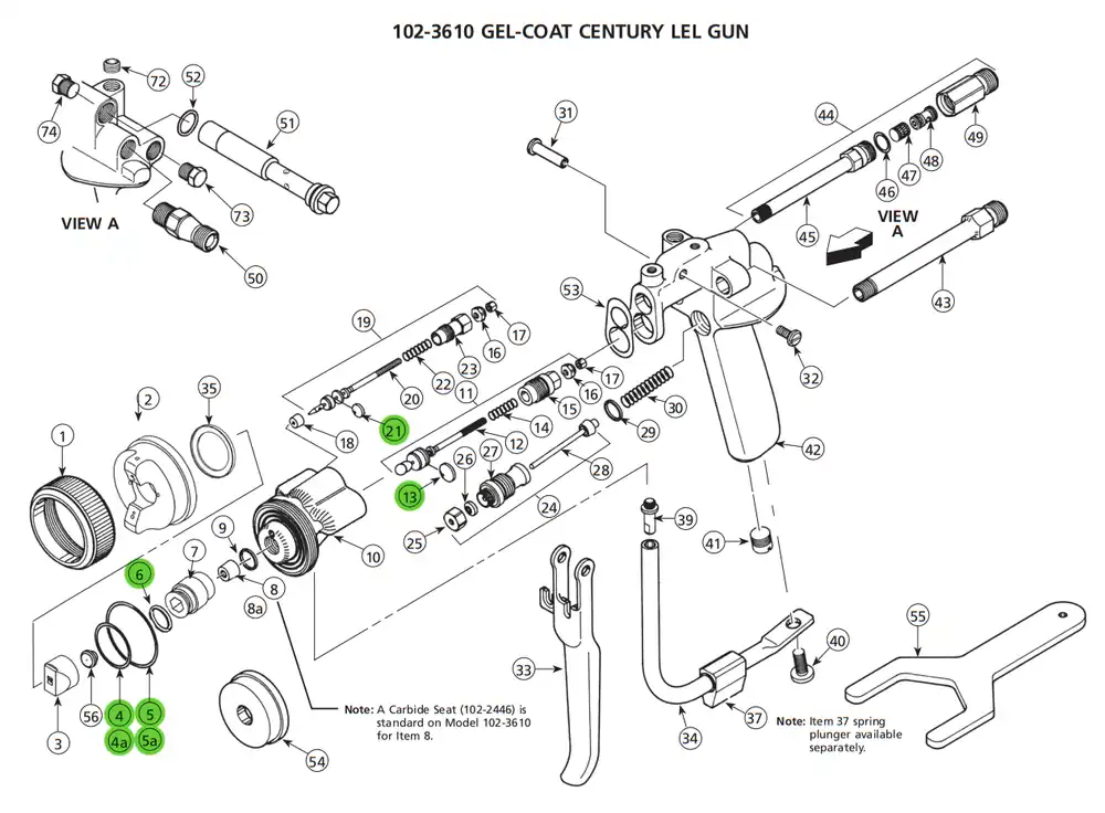 Binks 106-1251 Soft Seal Kit For Century LEL Gun Assemblies
