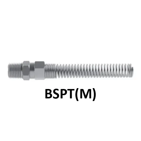 Hosco Hose and Tubing Connectors, Spring Guard Tapered Straight, BSPT(M) (Various Size Options)