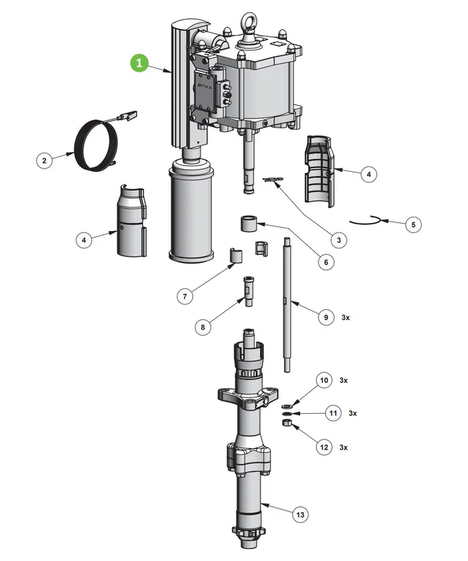 Binks AX260L Air Motor Assembly (QD, 7 BAR)
