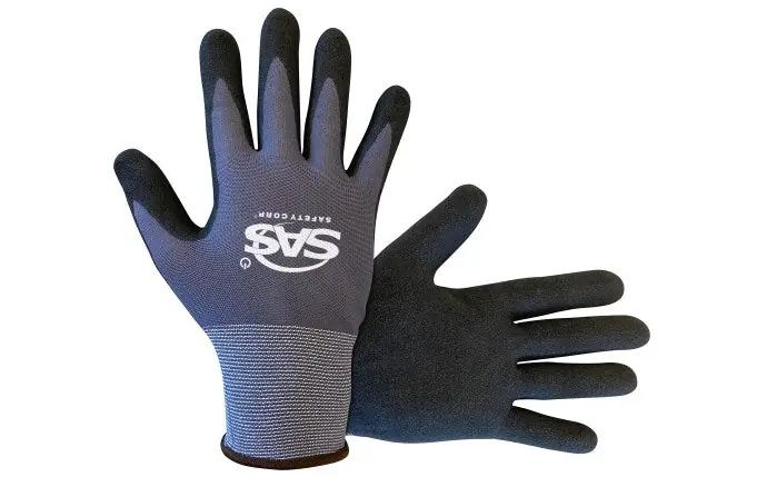 SAS Safety Corp. Single Dip Sandy Nitrile Coated Palm Gloves