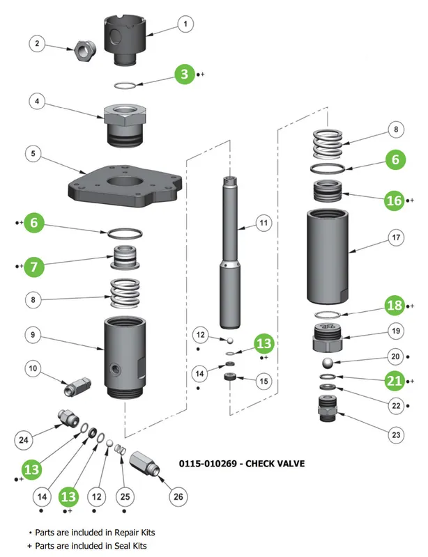 Binks 0115-010303 FX12PU Seal Kit (PTFE/UHMWPE)