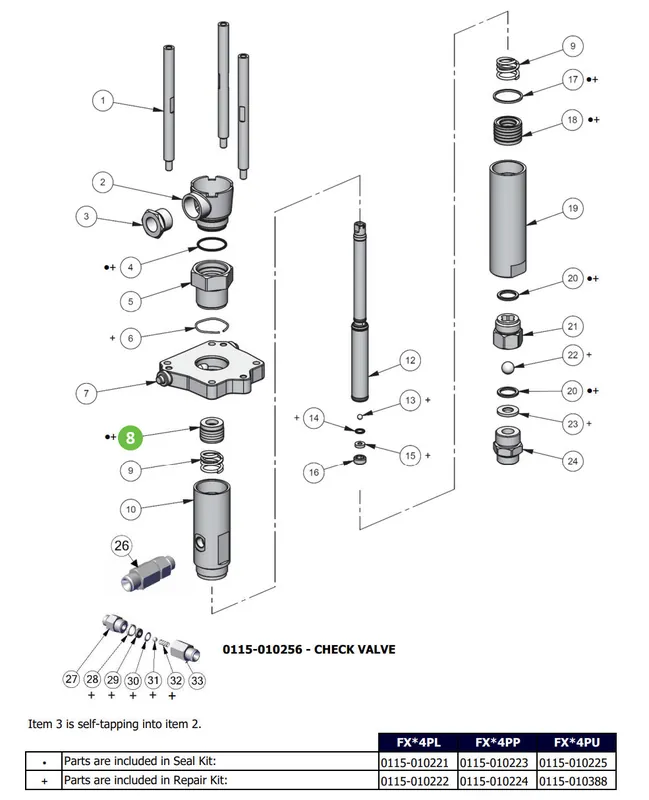 Binks FX4 Fluid Section Upper Packing Set (PTFE Options)