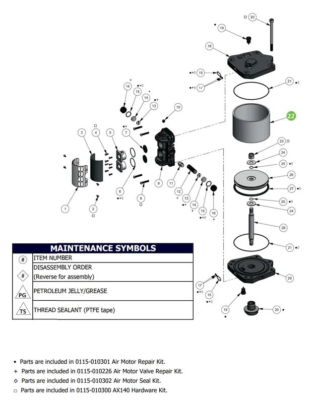 Binks 0115-010116 AX140S Cylinder
