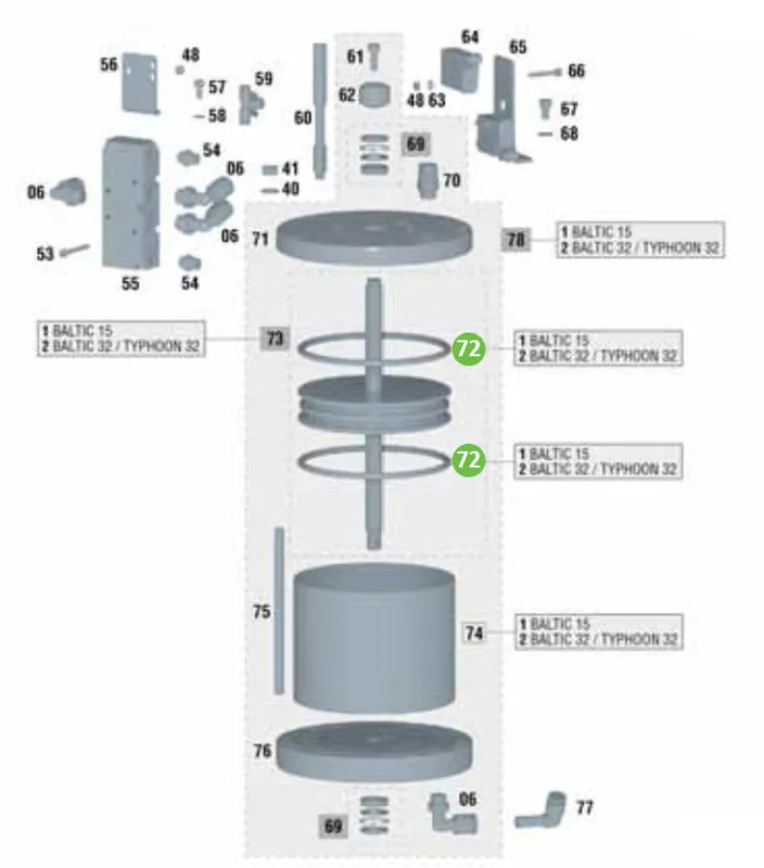 Sagola PT56418540 Air Motor Cylinder Piston Seal for Baltic 15