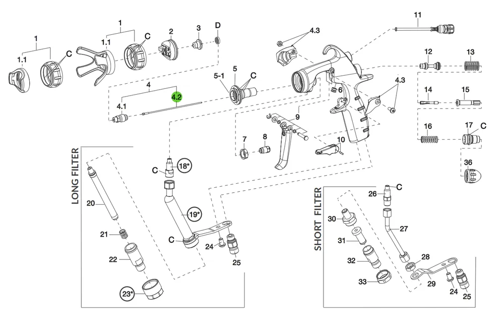Anest Iwata 93004450 Fluid Needle; MSGS200