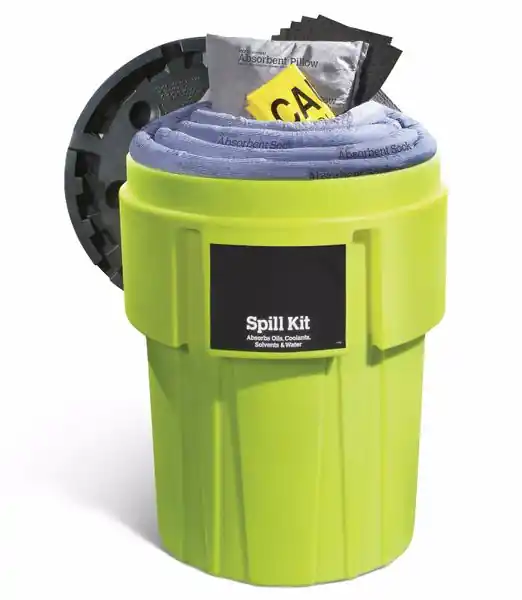 Universal Spill Kit. 60 gal. Absorbs Oils, Coolants, Solvents, Water
