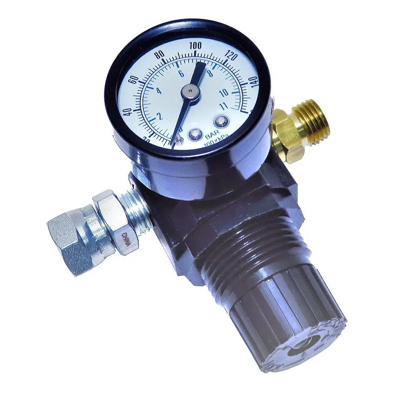 Diaphragm Air Regulator & Gauge (Glass) For Conventional Air Spray or HVLP Spray Guns (0-60 psi)