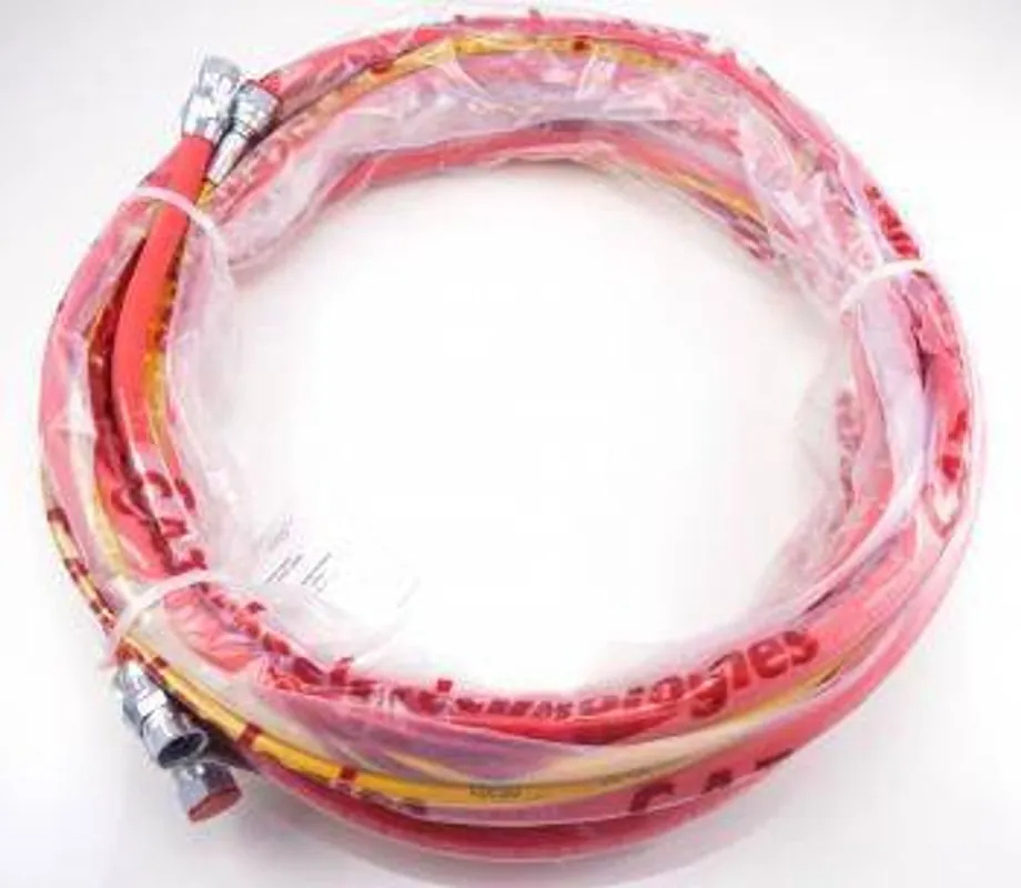 1/8” AAA Fluid & Air Hose Set – Yellow Fluid/Red Air (1885 psi) - Fittings 1/4” x 1/4” NPS Females