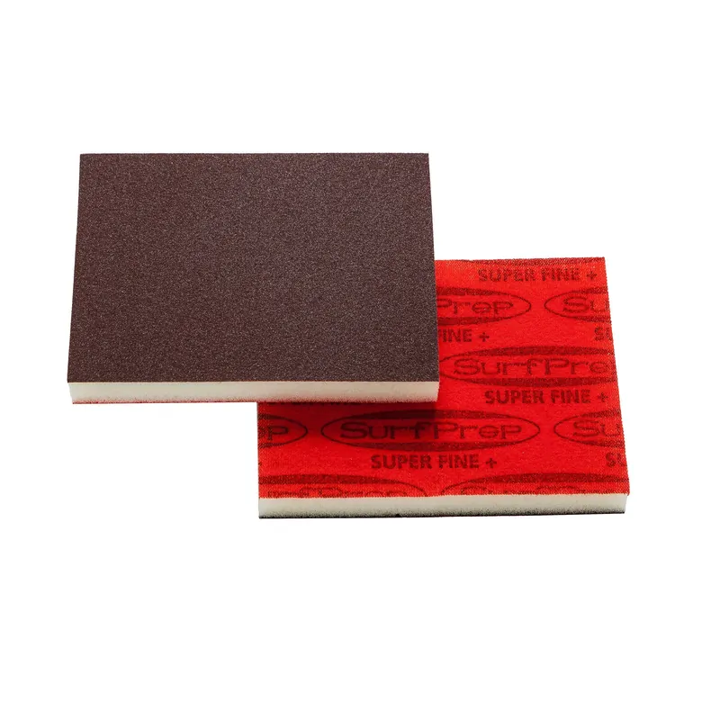 SurfPrep 3" x 4" Foam Sanding Pads, 1/2" Thick, Premium Red A/O, 25/Box - Closeout
