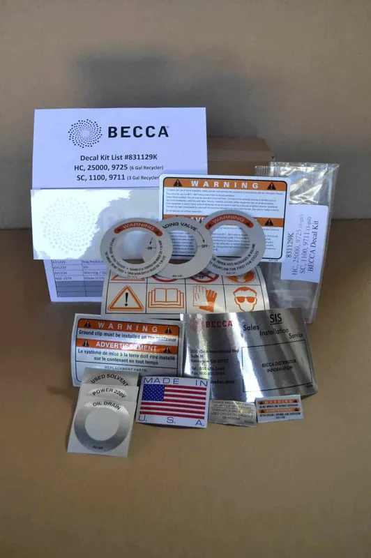 Decal Kit - For 3 & 6 Gallon Recyclers (SC - 1100 & 9711 Models) (HC - 25000 & 9725 Models)