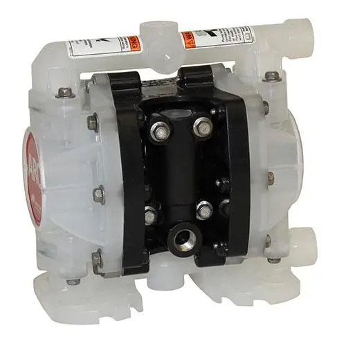 Compact Series 1/4" Non-Metallic Diaphragm Pump, 5.3 GPM, Poly Center, NPT BSP Hybrid Connections, Poly Wetted Parts, SS Hardware, Poly Seat, Santoprene Ball & Diaphragm